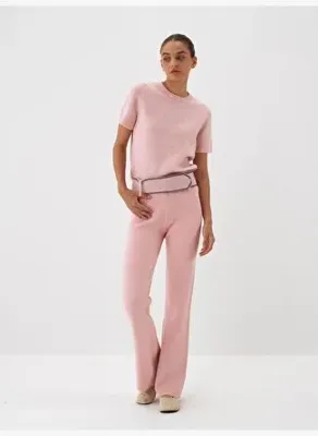 Xint Pembe Doğal Yün Dokulu Regular Fit Pantolon