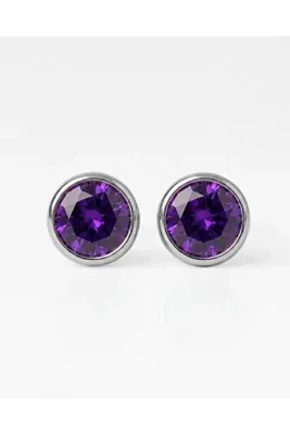 nina Cerrahi Çelik Birthstone Küpe | 316L Paslanmaz Çelik Steril Taşlı Hipoalerjenik Küpe