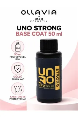 OLLAVIA Uno Strong Base Coat (50 ml) – Protez Tırnak ve Kalıcı Oje Güçlendirici Taban Katı, Profesyonel Base Coat Jel