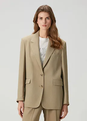 Golden Goose Oversized Koyu Bej Çizgili Blazer
