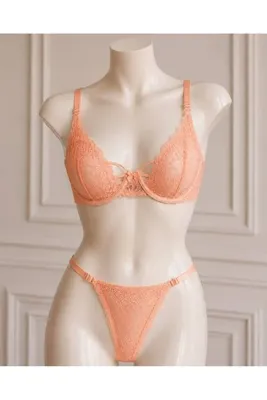 mendoza store Somon Dantel Tanga Külotlu Sütyen Takım