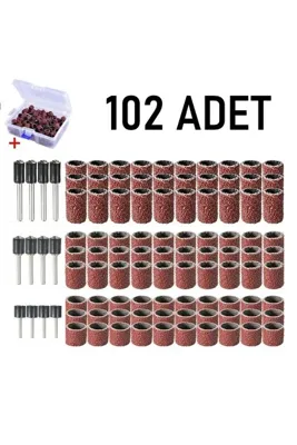 E&D Collection Valkyrie 102 Adet Kutulu Freze Ucu Zımparası Tırnak Makinesi Gravür Matkap Uyumlu Törpü Kalıcı Oje M