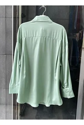PERA MODA Büyük Beden İpek Saten Klasik Gömlek
