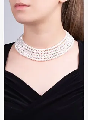 So Chic Barbara 18 Ayar Beyaz Altın Kaplama 42 Cm Gümüş Choker Kolye