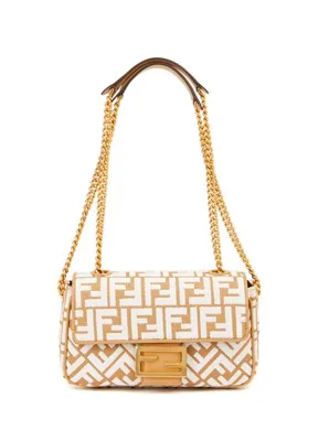 Fendi Chain Midi Baguette Ekru Logolu Kadın Çanta