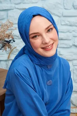 Madame Polo LORENA - - BAMBUKRAŞ - ŞAL - SAKS MAVİSİ
