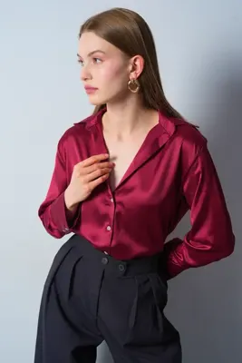ASEDE Yeni Sezon 24 New Color Saten Gömlek Uzun Kol Asede