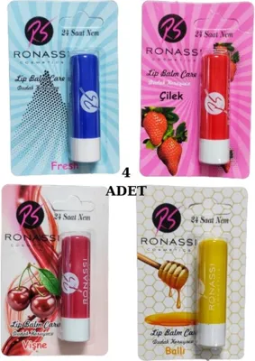 Royaleks Rs Ronassi Dudak Koruyucu ve Parlatıcısı Fresh Çilek Vişne ve Ballı 4 Lü Set