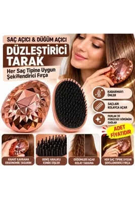 KÜÇÜK HAZİNE Rose Gold Saç Düzleştirici Tarak Geniş AralıklıHer Saç Tipine Uygun Fırçalı Saç Düzleştirici (adet f
