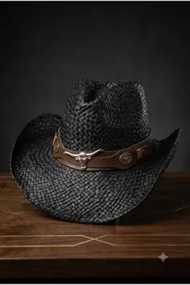 WOHOME Premium Western Hasır Kovboy Şapkası - Unisex Yazlık Plaj ve Tatil Şapkası