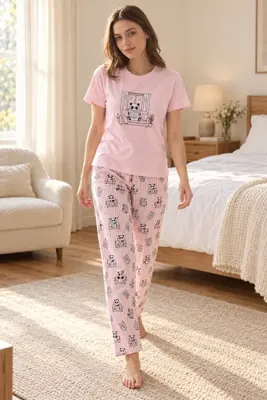Bravie MODAL Nefes Alır Kumaş Yuvarlak Yaka Altı Uzun Pijama Takımı 551