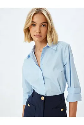 Koton Uzun Kollu Pamuklu Regular Fit Basic Poplin Gömlek
