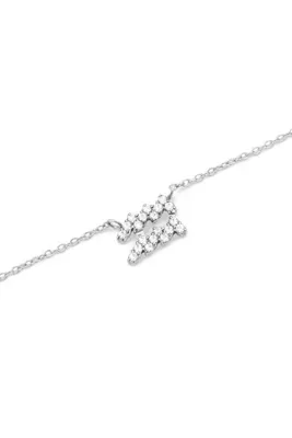 Daniel Wellington Crystal Zodiac Chain Necklace Silver Aquarius