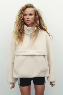 H&M Yarım Fermuarlı Pelüş Ceket