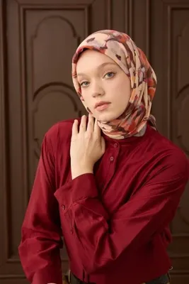 Silk Home Kadın Camel Çiçekli Desen Velora Eşarp 161044-17