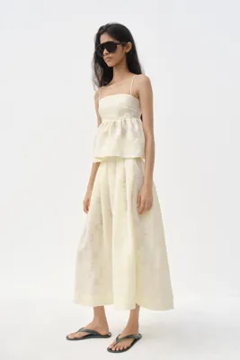 H&M Pileli ve Jakarlı Dokuma Etek