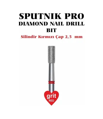 Sputnik Elmas Silindir Freze Kırmızı Çap 2,5mm