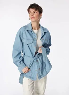 Lee Cooper Açık Mavi Kadın %100 Pamuk Denim Ceket 242 LCF 131008 SAMY RASTABAN BLUE L