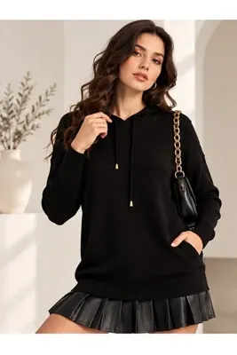 citycenterfashion Kadın Lila Kapüşonlu Kazak Cty-akc-11185