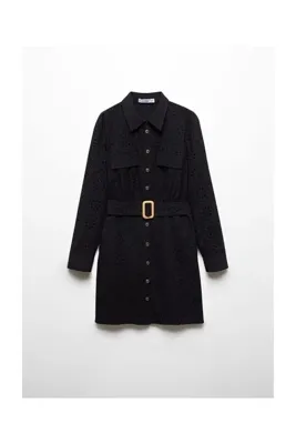 MANGO Woman Swiss embroidered shirt dress