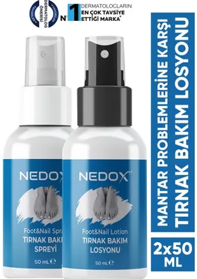 NEDOX 50 ml El, Ayak, Tırnak ve Mantarlar İçin Beyaz Bakım Sprey ve Losyon Seti