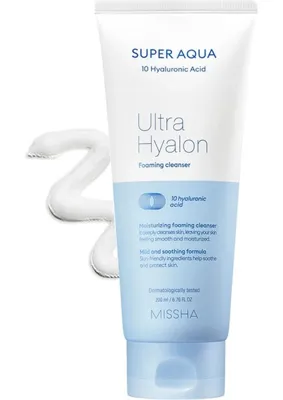 MISSHA Missha Hyalüronik Asit İçeren Nemlendirici Makyaj Temizleme Köpüğü 200ml Super Aqua Hyalron Cleansing Foam