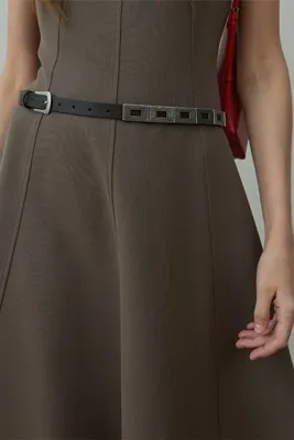 Suud Collection Siyah Metal Parça Detaylı Kemer