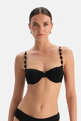Dagi Siyah Askı Detaylı Kaplı Bikini Üst