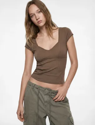 Koton Slim Fit Kısa Kollu V Yaka Viskon Tişört