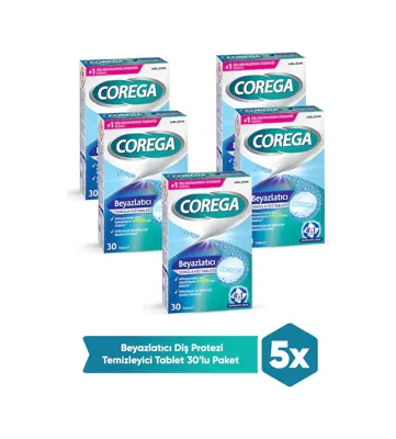 Corega Beyazlatıcı Temizleyici Tablet 5 x 30 Tablet
