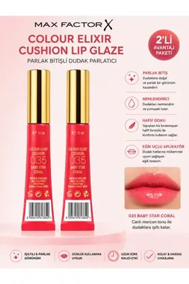 Max Factor Colour Elixir Cushion 035 Baby Star Coral Sıvı Dudak Renklendirici 9 ml X 2 Adet