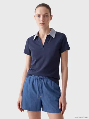 LCW Comfort Beli Lastikli Kadın Jean Şortolon
