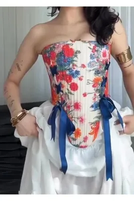 Kedi Fashion Çiçek desen tasarım model korse