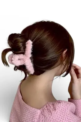 SHEKER HOME Büyük Boy Peluş Mandal Kış Tokası - Açık Pembe