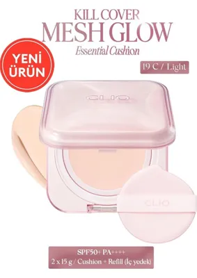 Str Store Hyalüronik Asit Içerikli Kill Cover Mesh Glow Essential Cushion Set (19C Light) SPF50+ Pa++++