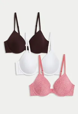 Marks & Spencer 3'lü Pamuklu Destekli Plunge T-Shirt Sütyeni Seti
