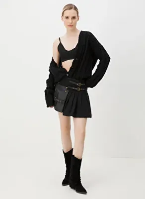 Versace Jeans Couture Yüksek Bel Siyah Kadın Etek 77HAE850