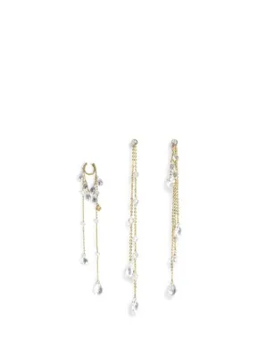 O SH Nu Ear Set Gold  925 Ayar Gümüş Kadın Küpe Seti