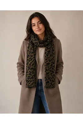 Sebir Moda Leopar Desenli Triko Atkı