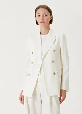 Golden Goose Krem Kırlangıç Yaka Kruvaze Blazer