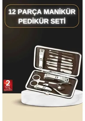 Meks Manikür Pedikür Seti 12 Parça Deri Çanta ile El Bakımı