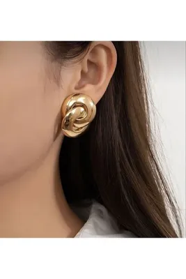 ringbox Gold Kadın Düğme Küpe