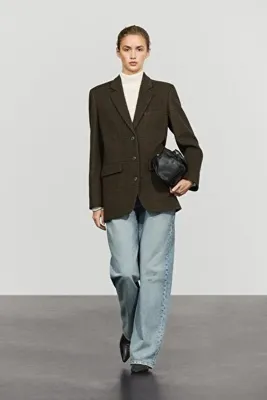 Massimo Dutti Kareli yün karışımlı blazer