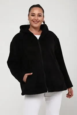Curvy Trend Kapşonlu Wellsoft Ceket