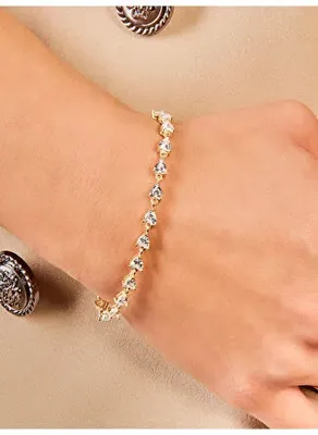 Joy Of Jade Sibel Kalp Taşlı Zincir Bileklik 1 mikron 18 Ayar Altın/Rodyum Kaplama (925 A.Gümüş Üzerine)