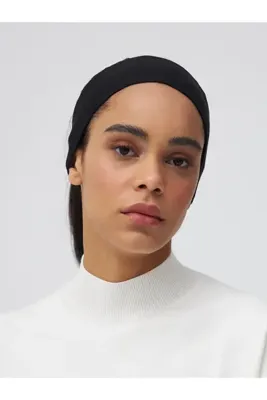 Femple Modest Bambu Fitilli Bandana Bone | Renk: Siyah | Bandana Ribbed