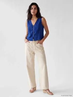 LCW Jeans Beli Lastikli Wideleg Kadın Jean Pantolon
