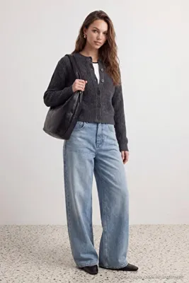 TRENDYOLMİLLA Wardrobe Essentials Antrasit Yumuşak Dokulu Basic Triko Hırka TWOAW26HI00204