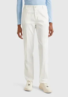 United Colors of Benetton Kadın Beyaz Elastanlı Basic Chino Pantolon