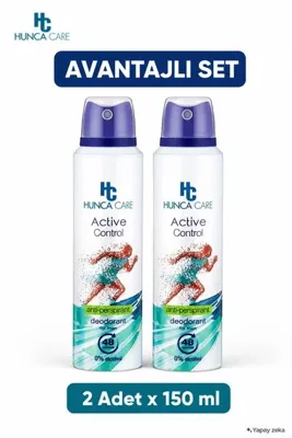Hunca Care Active Control Erkek Deodorant 150 ml – Gün Boyu Etkin Ferahlık 2 Adet